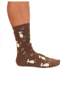 CALZINI IN BAMBU' "GATTI" - MARRONE 2