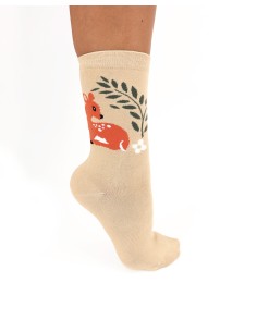 CALZINI IN BAMBU' "ANIMALI DEL BOSCO" - BEIGE