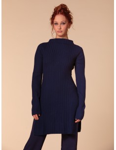 MAXI PULL KIMONO IN 100% LANA MERINO "GLORIA" - NAVY