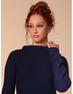 MAXI PULL KIMONO IN 100% LANA MERINO "GLORIA" - NAVY 2