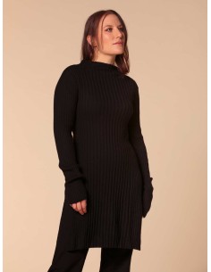 MAXI PULL KIMONO IN 100% LANA MERINO "GLORIA" - NERO