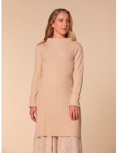 MAXI PULL KIMONO IN 100% LANA MERINO "GLORIA" - NUDE