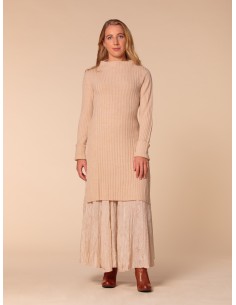 MAXI PULL KIMONO IN 100% LANA MERINO "GLORIA" - NUDE 2