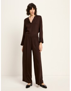 PANTALONI FLUIDI IN LYOCELL "LENA" - MARRONE