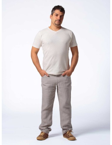 T-SHIRT UOMO SCOLLO V IN CANAPA