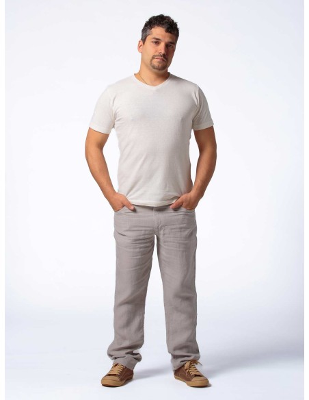 T-SHIRT UOMO SCOLLO V IN CANAPA