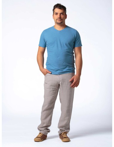 T-SHIRT UOMO SCOLLO V IN CANAPA