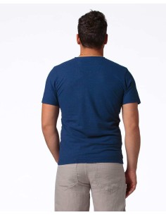 T-SHIRT UOMO SCOLLO V IN CANAPA - NAVY
