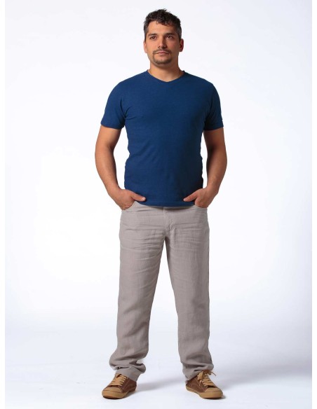 T-SHIRT UOMO SCOLLO V IN CANAPA