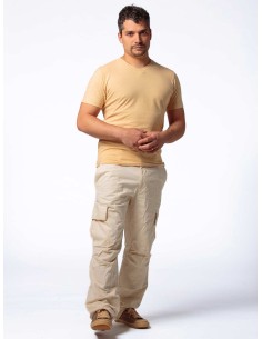 T-SHIRT UOMO SCOLLO V IN CANAPA - BEIGE 2