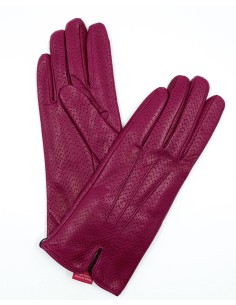 GUANTO IN PELLE E CASHMERE DONNA "POINTELLE" - PRUGNA