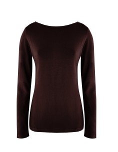 MAGLIA BASIC MANICA LUNGA IN BAMBU' - MARRONE