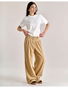 PANTALONI IN VELLUTO DI 100% COTONE BIOLOGICO "LOLA" - BEIGE