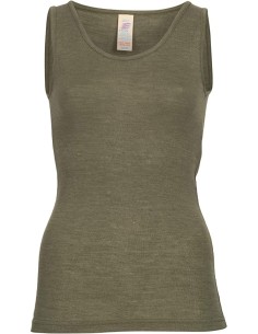 CANOTTA DONNA IN LANA-SETA - OLIVA 2