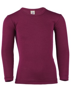 MAGLIA MANICA LUNGA BAMBINI IN LANA-SETA - PRUGNA