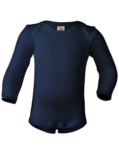 BODY MANICA LUNGA IN LANA-SETA - BLU
