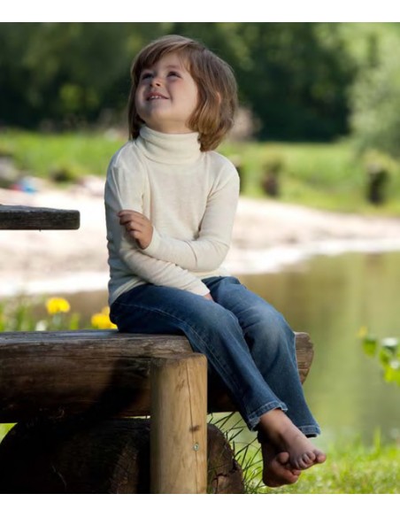 Maglia collo alto termica per bambini in lana e seta - Engel - Lizè Na