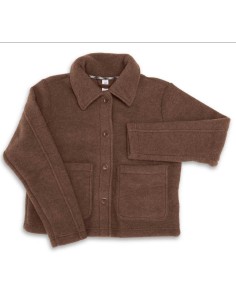 GIACCA DONNA IN PILE DI LANA MERINO CORTA - MARRONE