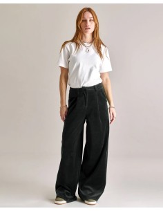 PANTALONE IN VELLUTO DI COTONE BIOLOGICO "SOFIA" - NERO