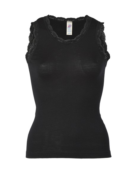 CANOTTA DONNA LANA-SETA CON PIZZO