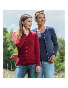 CARDIGAN DONNA IN LANA-SETA  - BLU 2