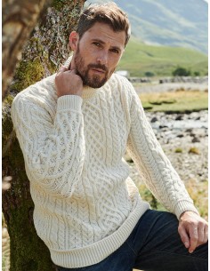 MAGLIONE ARAN IN LANA IRLANDESE SUPERSOFT "COLLO ALTO" -... 2