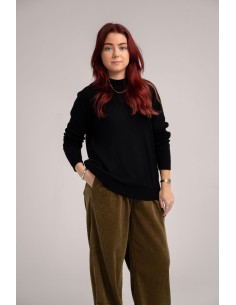 MAGLIONE DONNA IN 100%  LANA MERINO "KATE" - NERO