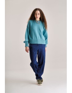 MAGLIONE DONNA IN LANA D'AGNELLO "PALOMA" - AZZURRO