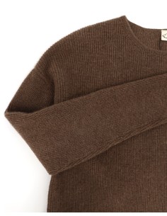 MAGLIONE DONNA SQUADRATO IN 100% LANA DI YAK - MARRONE 2