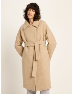 CAPPOTTO DONNA IN PURA LANA VERGINE CON CINTURA - BEIGE