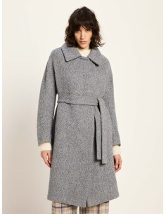 CAPPOTTO DONNA IN PURA LANA VERGINE CON CINTURA - GRIGIO 2