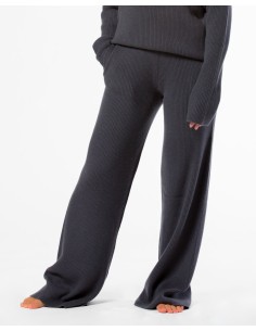 PANTALONI 100% CASHMERE A COSTINA "SILVIA"
 - CARBONE