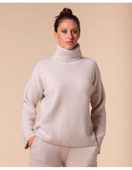 PULL COLLO ALTO IN 100% CASHMERE A COSTINA "MILENA"
