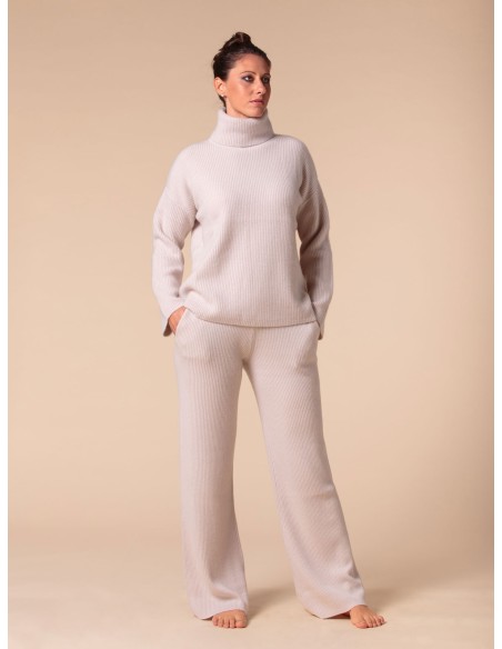 PULL COLLO ALTO IN 100% CASHMERE A COSTINA "MILENA"