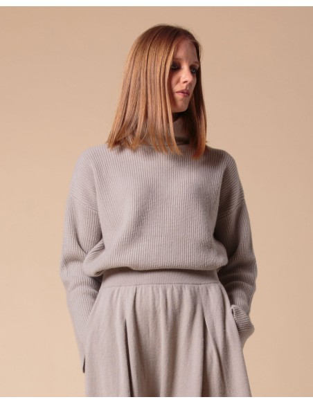 PULL COLLO ALTO IN 100% CASHMERE A COSTINA "MILENA"