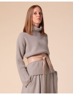 PULL COLLO ALTO IN 100% CASHMERE A COSTINA "MILENA" - SASSO 2