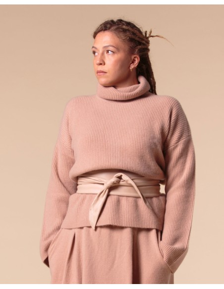 PULL COLLO ALTO IN 100% CASHMERE A COSTINA "MILENA"
