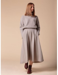 GONNA AMPIA 100% CASHMERE CON PENCES "MARTA" - SASSO