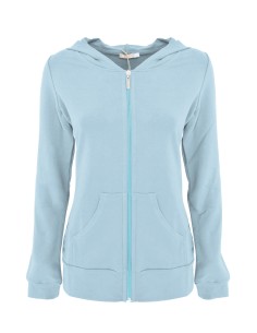 FELPA IN BAMBU' SLIM CON CAPPUCCIO - AZZURRO