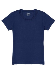 T-SHIRT DONNA GIROCOLLO IN CANAPA - NAVY