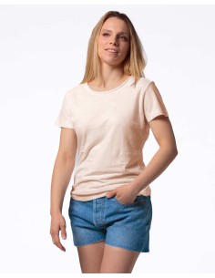 T-SHIRT DONNA GIROCOLLO IN CANAPA - NUDE