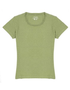 T-SHIRT DONNA GIROCOLLO IN CANAPA - SALVIA 2