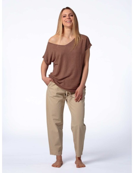 T-SHIRT DONNA AMPIA IN 100% CANAPA