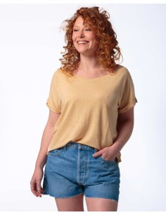 T-SHIRT DONNA AMPIA IN 100% CANAPA - BEIGE 2