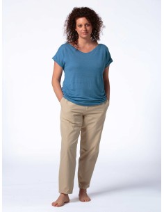 T-SHIRT DONNA AMPIA IN 100% CANAPA - DENIM 2