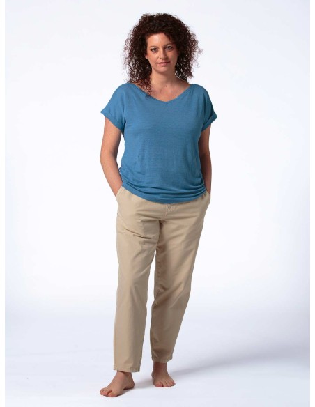 T-SHIRT DONNA AMPIA IN 100% CANAPA