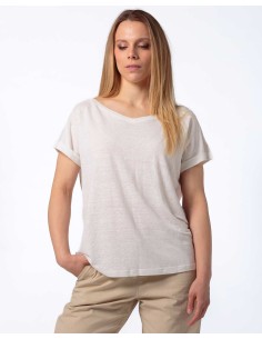 T-SHIRT DONNA AMPIA IN 100% CANAPA - BIANCO
