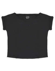 T-SHIRT DONNA AMPIA IN 100% CANAPA - NERO