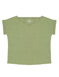 T-SHIRT DONNA AMPIA IN 100% CANAPA - SALVIA