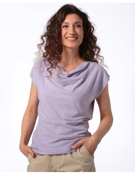 TOP DONNA SCOLLO A CASCATA IN CANAPA